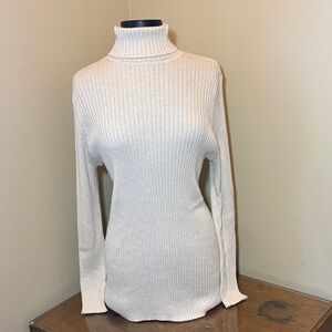 Chicos Metallic Gold Turtleneck Sweater, XL (Chicos size 3)